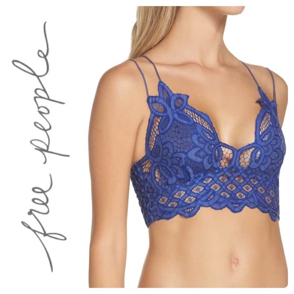 New Free People Blue Adella Lace Bralette - Picture 4 of 8
